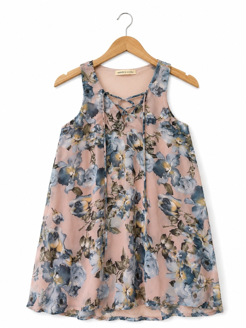 Magnolia South Blush Pink Floral Lace-Up Sleeveless Dress Women’s Size S